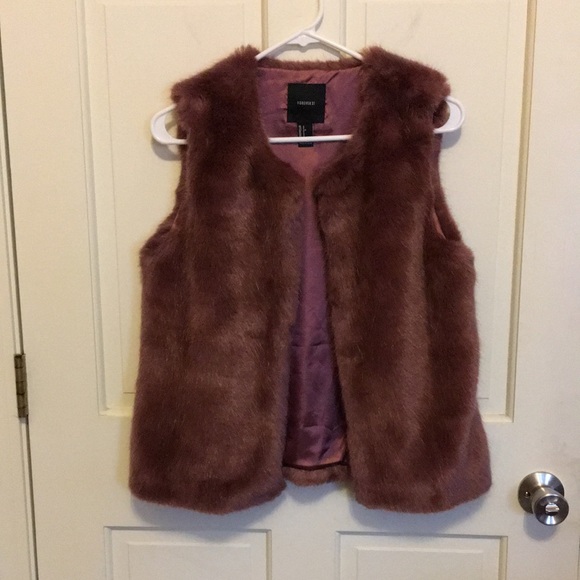 FINAL DROP Forever 21 Mauve Plush Fur Vest Small S - Picture 6 of 11